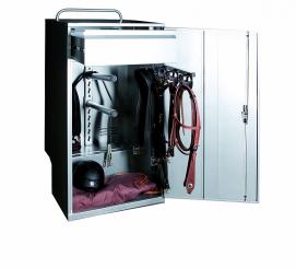 Alfako Turnierschrank „MINI“ Stahl | blau | Vollgummiräder 160mm | ohne Top Schrank | ohne Schutzplane